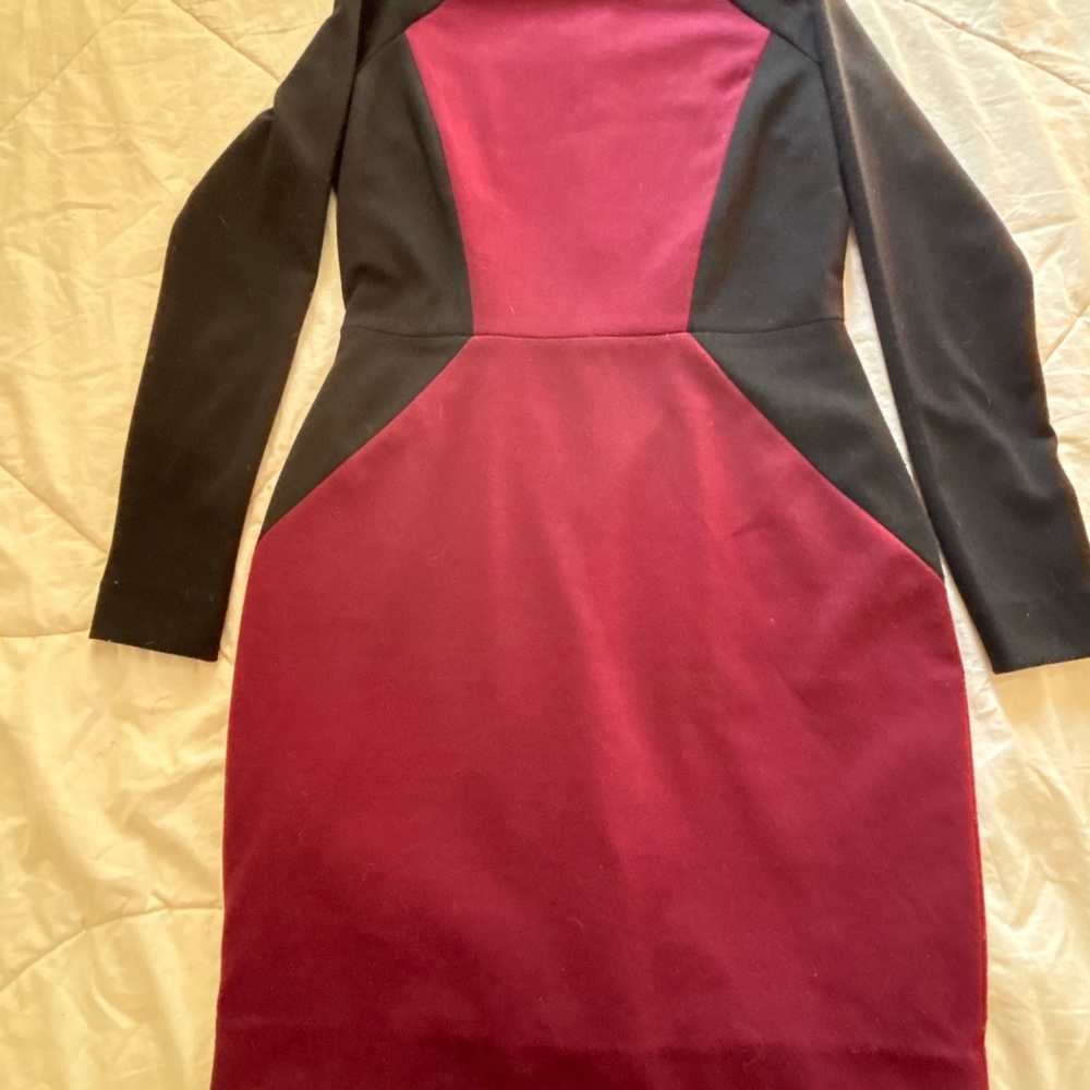 Banana Republic Black and Burgundy Long Sleeve Dress